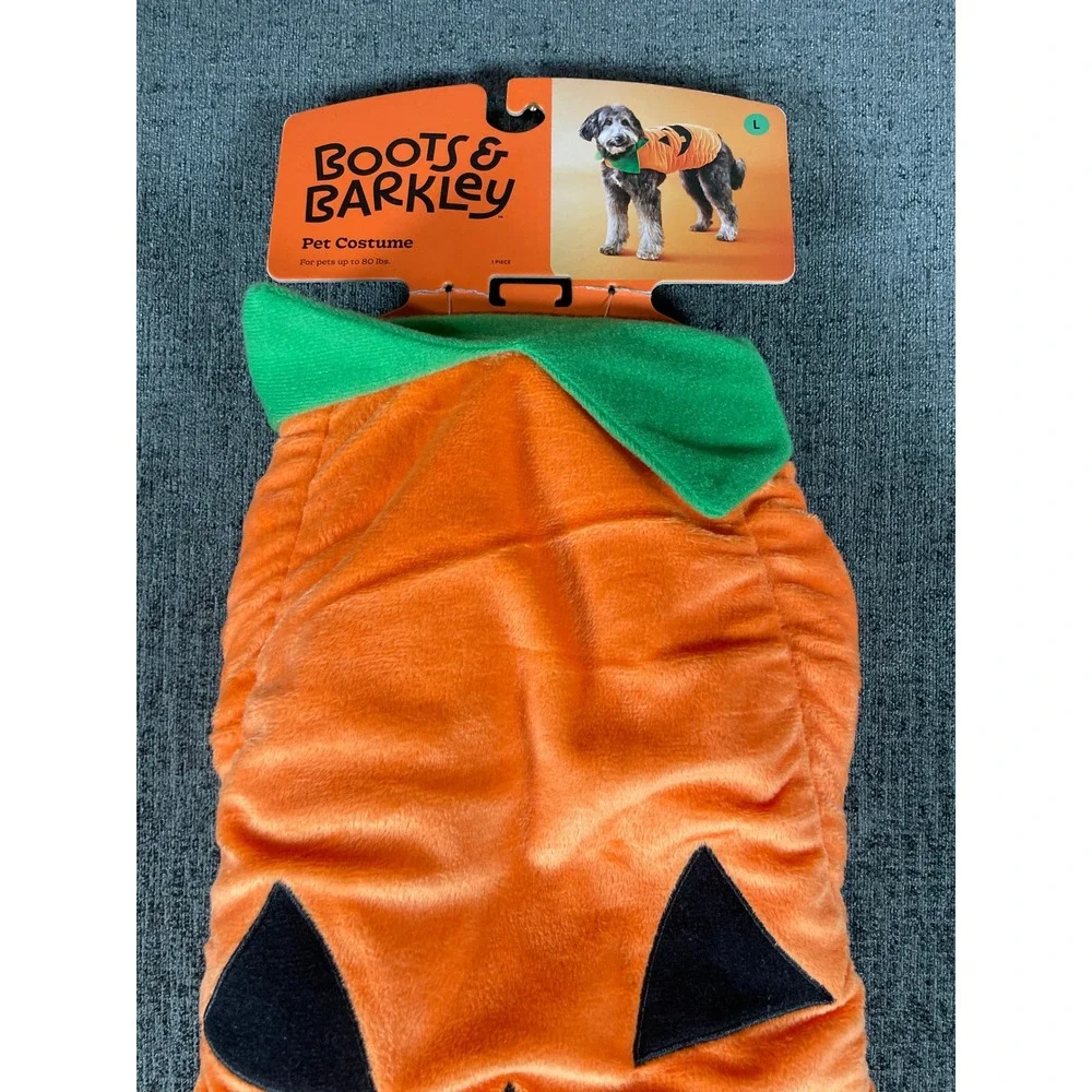 Boots & Barkley Pumpkin Pet Costume Orange Jack-O-Lantern Large L Up to 80 lbs